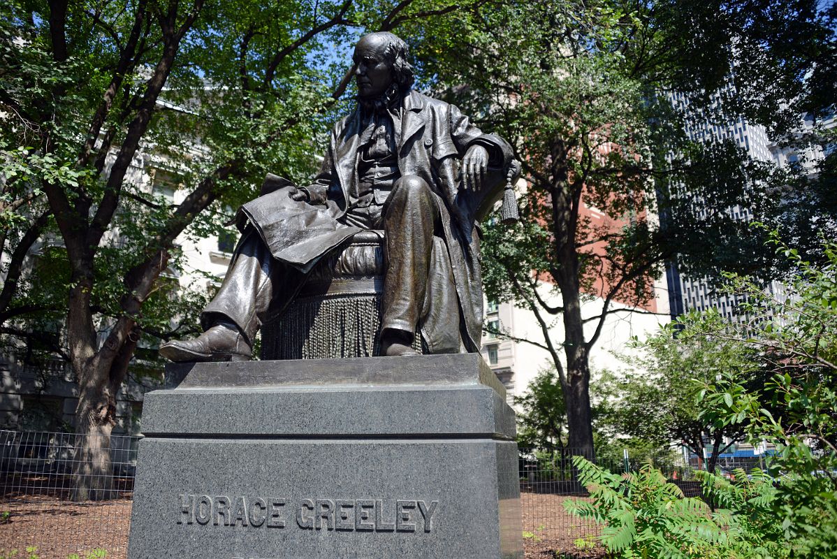 10-3 Statue Of Horace Greeley Founder of New York Tribune In New York City Hall Park In New York Financial District